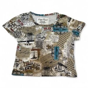 Onque Casuals Graphic Print Studded Crop Top, Size XL — Festival Vibes